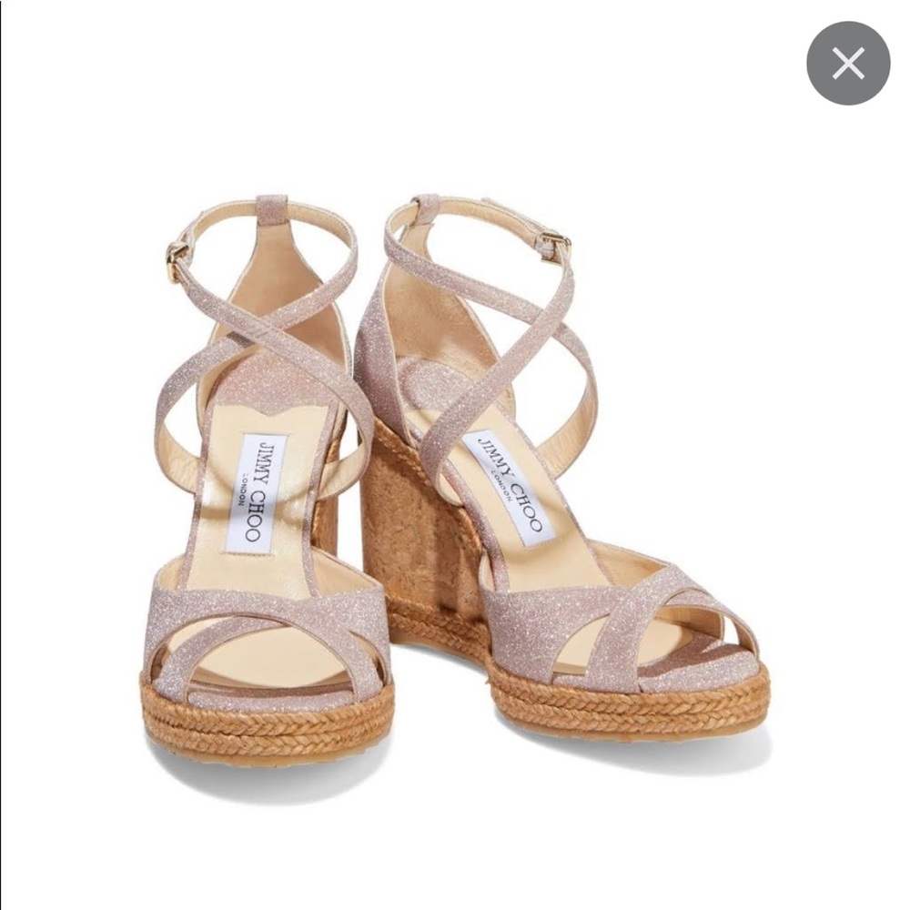 Jimmy Choo “Alanah 105” Sparkly Wedge Espadrilles✨👡